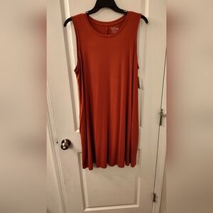 Time and Tru Sleeveless Midi Dress in Warm Rust